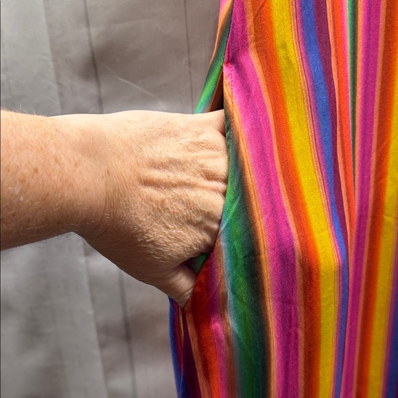 ALL THINGS MOCHI Rainbow Stripe Isabella Short Sleeve Shirt Maxi Dress Size XL - Picture 6 of 9